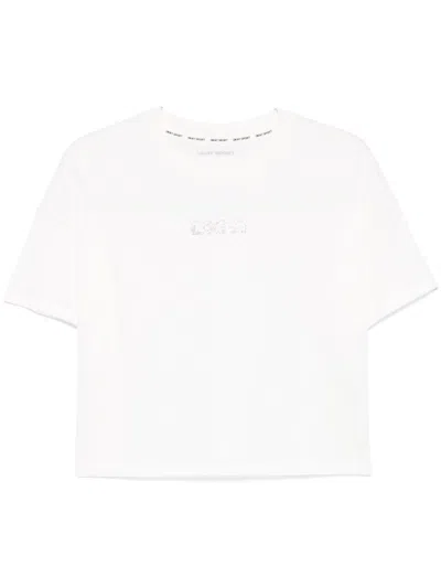 Dkny T-shirt Mit Strass-logo In Weiss