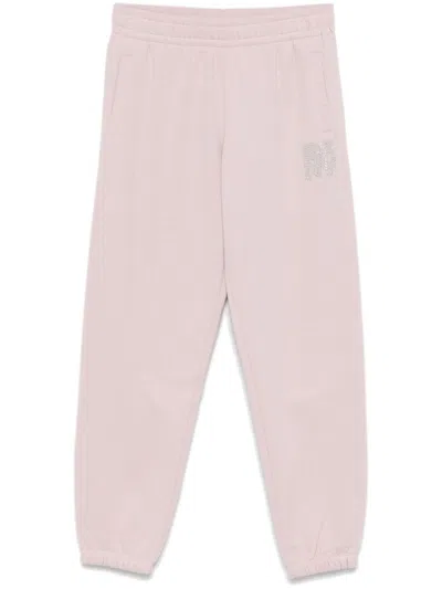 Dkny Rhinestone-logo Trousers In Pink