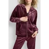 Dkny Rhinestone Velour Zip Hoodie In Burgundy