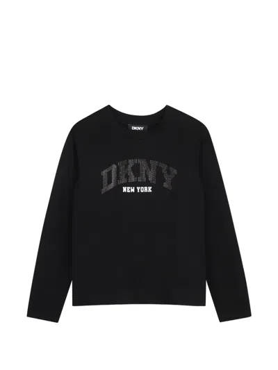 Dkny Kids' Langarmshirt Mit Strass In Black