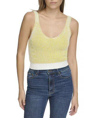 Dkny Rib Crop Sweater In White