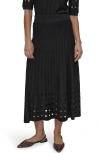Dkny Rib Open Stitch Crepe Sweater Skirt In Black