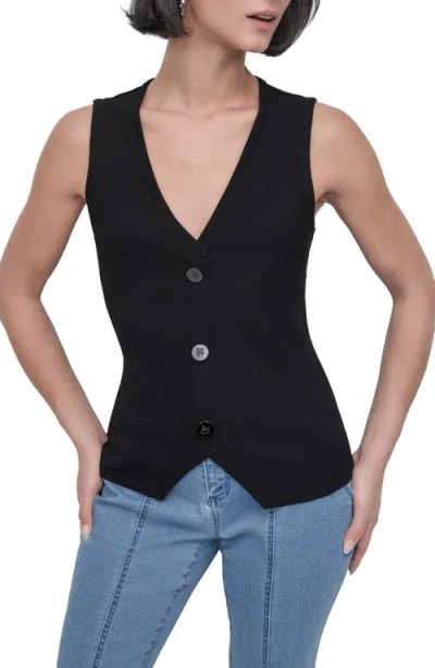 Dkny Rib Vest In Black