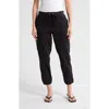 Dkny Ribbed Drawstring Waist Cargo Joggers In Black
