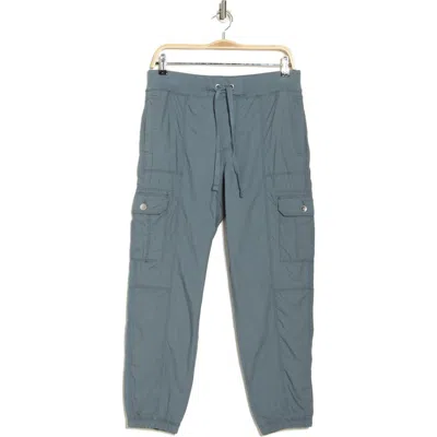 Dkny Ribbed Drawstring Waist Cargo Joggers In Blue Fog