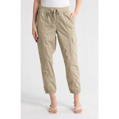 Dkny Ribbed Drawstring Waist Cargo Joggers In Vintage Khaki