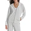 Dkny Ribbed Full Zip Hoodie In Ivory