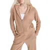 Dkny Ribbed Full Zip Hoodie In Praline