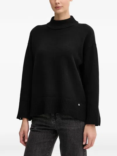Dkny Ribbed Funnel-neck Knitwear In Black