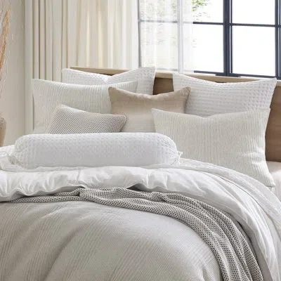 Dkny Ribbed Gray Cotton Blend 3 Piece Duvet Cover Set
