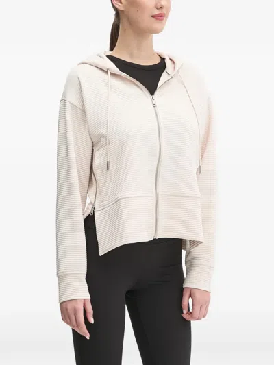 Dkny Ribbed Hoodie In Neutral