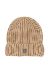 Dkny Ribbed-knit Beanie Hat In Brown