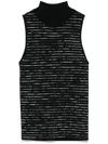 Dkny Space Dye Stripe Mock Neck Sweater In Black