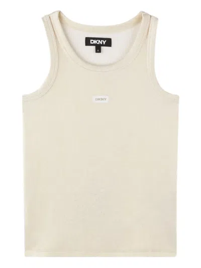 Dkny Kids' Ribbed Logo Vest In Neutral