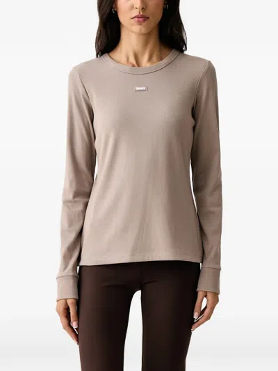Dkny Ribbed Long-sleeve T-shirt In Neutral