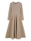 Dkny Ribbed-panel Flared Dress In Brown