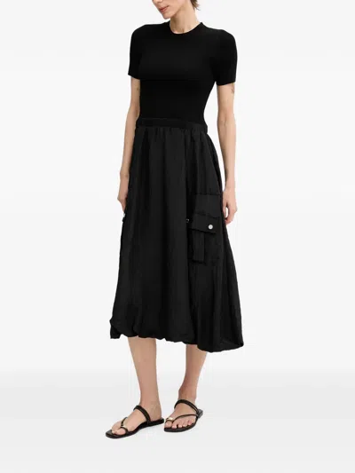 Dkny Ribbed Round-neck Mini Dress In Black