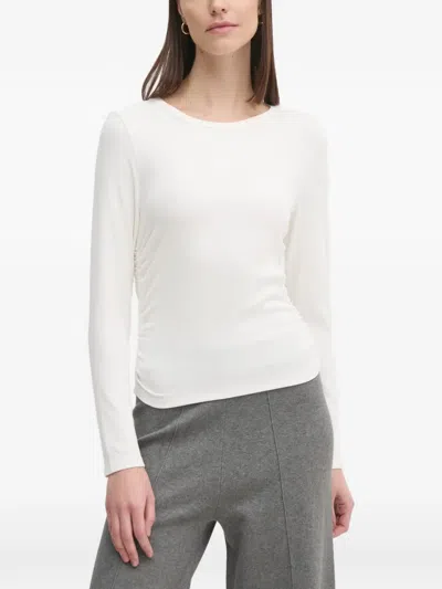 Dkny Ribbed Ruched T-shirt In Multi