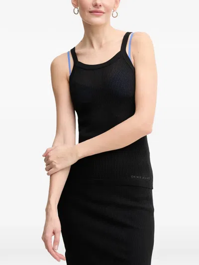 Dkny Ribbed Tank Top In Black