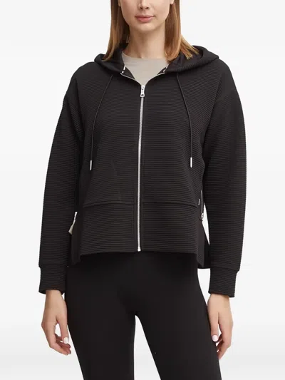 Dkny Ribbed Zip Hoodie In Black