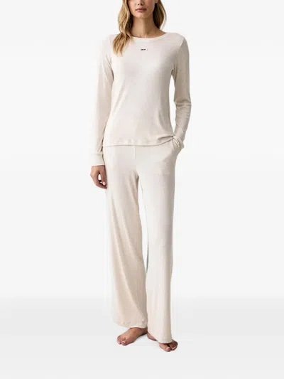 Dkny Ribbed-knit Pajamas In White