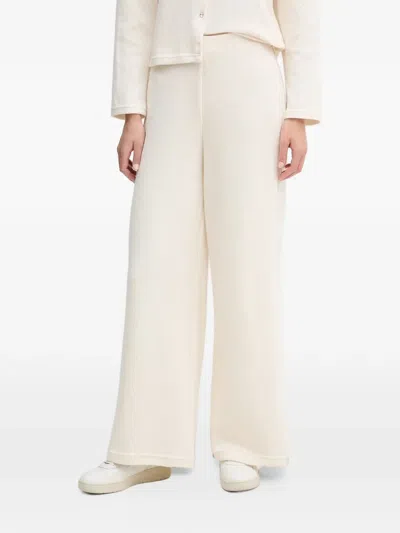 Dkny Ribbed-knit Wide-leg Trousers In Neutral