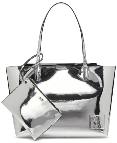 Dkny Riley Large Tote In Silver