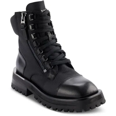 Dkny River Womens Lace-up Leather Winter & Snow Boots In Black