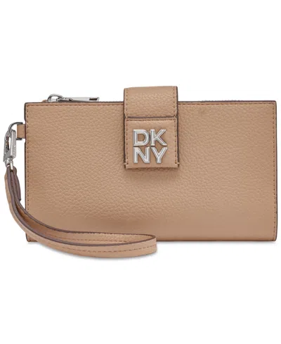 Dkny Robin Flap Wristlet Wallet In Cappuccino