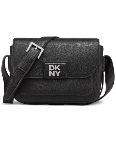 Dkny Robin Mini Flap Crossbody In Black,silver