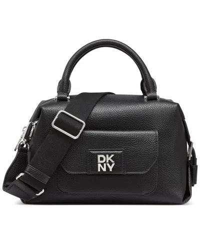 Dkny Robin Satchel In Black,silver