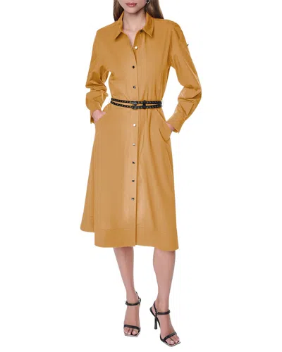 Dkny Roll Tab Button-down Dress In Brown