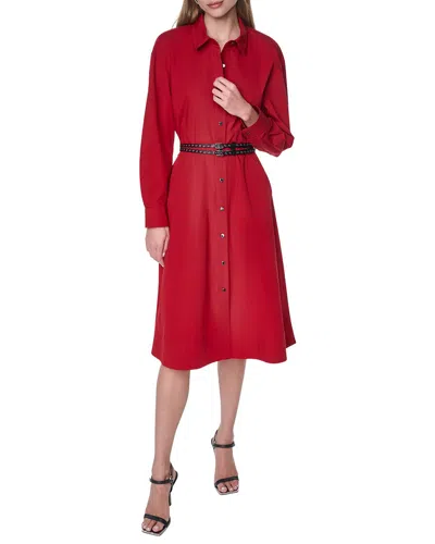 Dkny Roll Tab Button-down Dress In Red