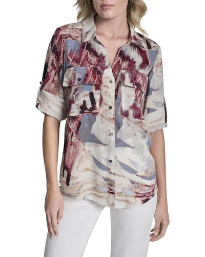 Dkny Roll-tab Shirt In Multi