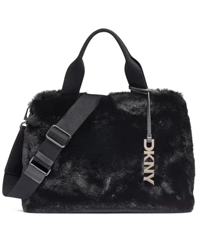 Dkny Roni Medium Satchel Bag In Black,gunmetal