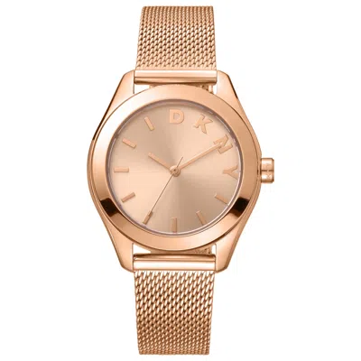 Dkny Rose Gold Mesh Band Watch