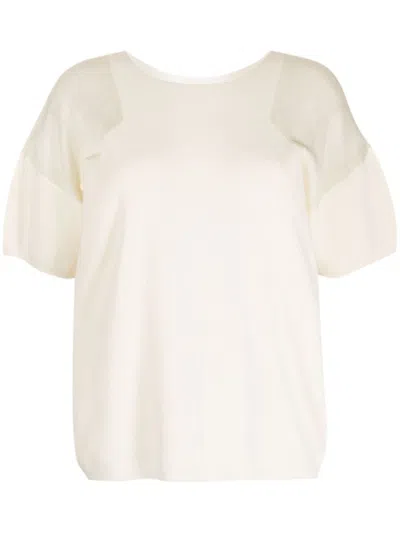 Dkny Round-neck Cotton T-shirt In Neutrals