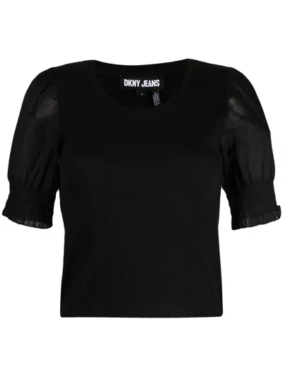 Dkny Round-neck Short-sleeve Top In Black