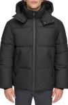 Dkny Rubberized Front Zip Puffer Jacket In Black