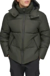Dkny Rubberized Front Zip Puffer Jacket In Gray