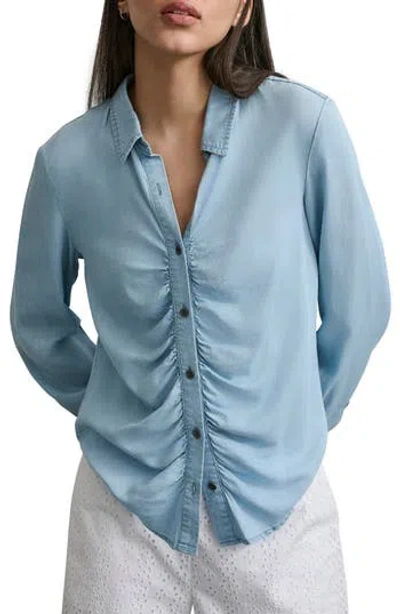 Dkny Ruched Denim Shirt In Chambray
