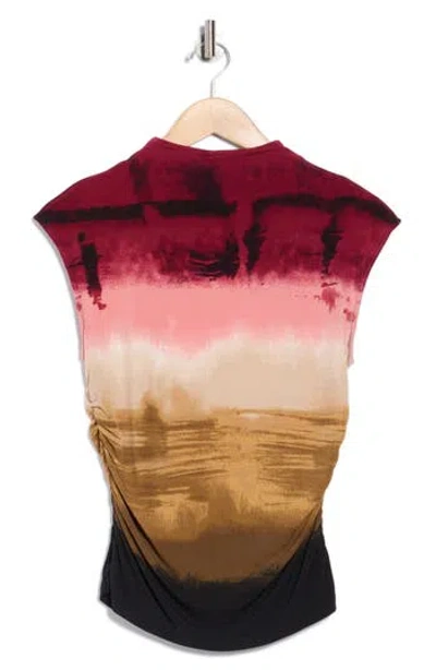Dkny Ruched Funnel Neck Top In Red