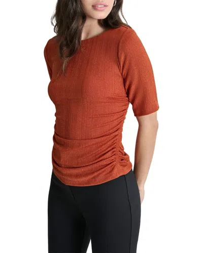 Dkny Ruched Knit Top In Transparent