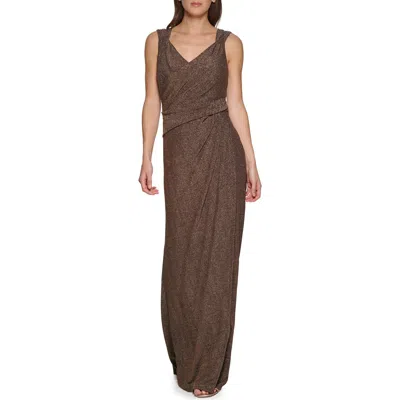 Dkny Ruched Maxi Dress In Animal Print