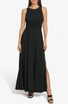 DKNY DKNY RUCHED MESH TRIM SLEEVELESS MAXI DRESS