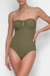 Dkny Ruched One-piece Swimsuit In Green