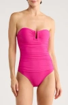 Dkny Ruched One-piece Swimsuit In Pink