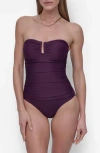 Dkny Ruched One-piece Swimsuit In Port
