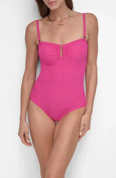 Dkny Ruched One-piece Swimsuit In Wildberry Tie
