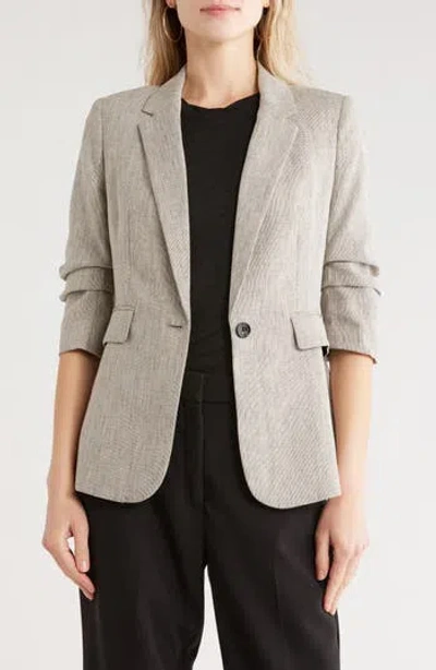 Dkny Ruched Sleeve Blazer In Gray